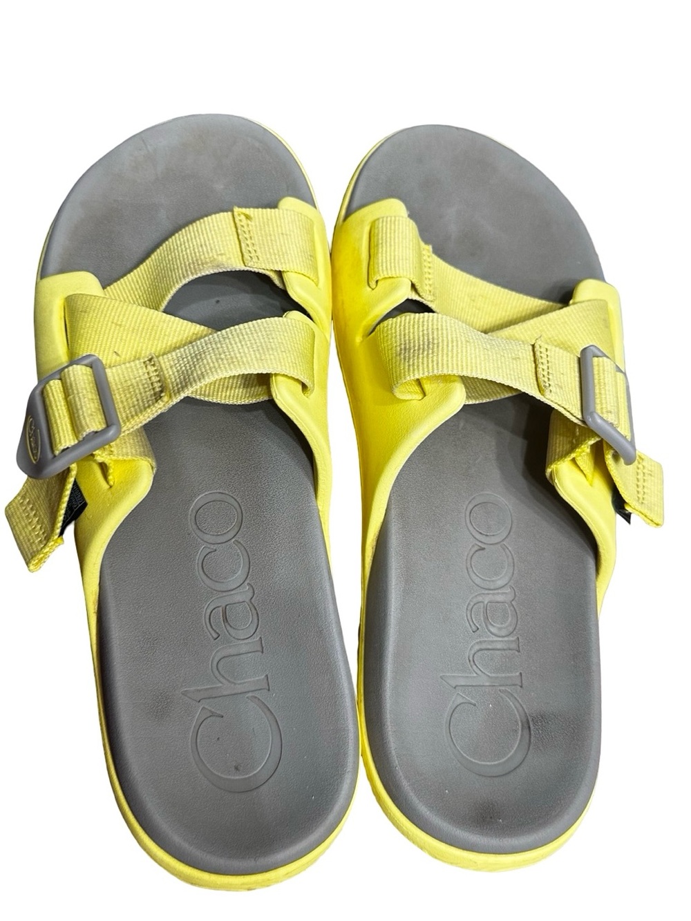 Chaco Yellow Slides Size 8 Slip On Strappy Sandals Hiking Casual Summer Boho - Picture 6 of 9